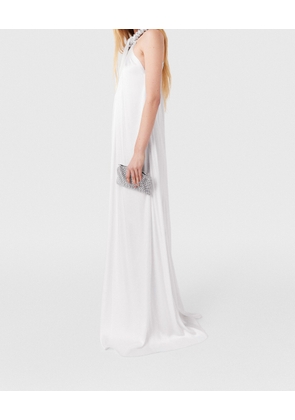 Stella McCartney - Crystal Halterneck Satin Maxi Dress, , Size: 36