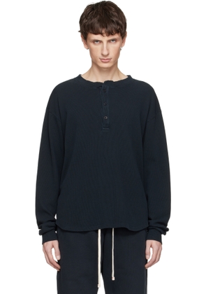 Les Tien Navy Baseball Hem Henley