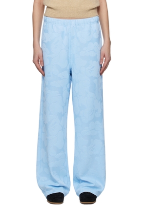 BAPE Blue Solid Camo Jacquard One Point Wide Lounge Pants