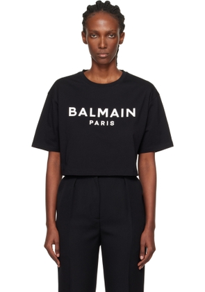 Balmain Black 'Balmain Paris' Print T-shirt