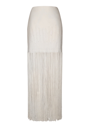 Andres Otalora Aurora Sutil Fringed Cotton Skirt - Moda Operandi