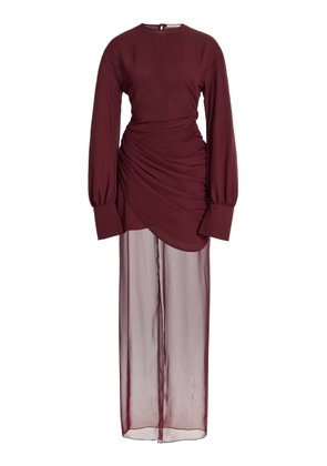 Nensi Dojaka Davina Chiffon-Detailed Draped Crepe Maxi Dress - Moda Operandi