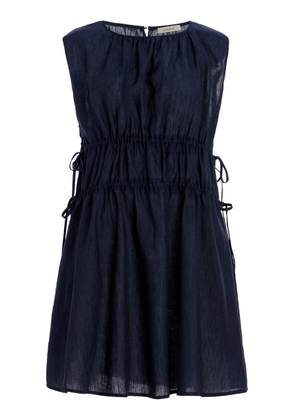 Asceno The Como Gathered Linen Mini Dress - Moda Operandi