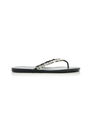 STAUD Freja Embellished Leather Thong Sandals - Moda Operandi