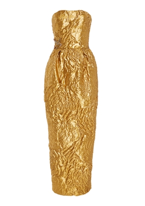 Monique Lhuillier Rose-Jacquard Lamé Maxi Dress - Moda Operandi