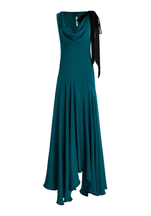 Rodarte Velvet-Trimmed Silk Crepe Cowl-Neck Maxi Dress - Moda Operandi