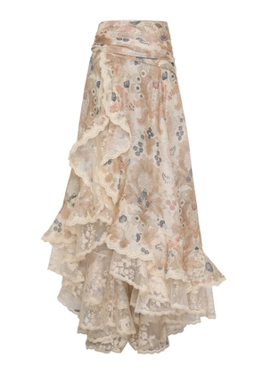 Zimmermann Rebellion Lace-Trimmed Linen-Silk Maxi Skirt - Moda Operandi