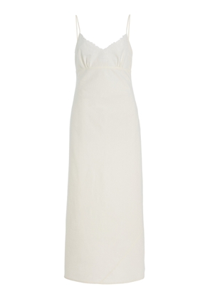 Miu Miu Lace-Detailed Linen-Cotton Midi Dress - Moda Operandi