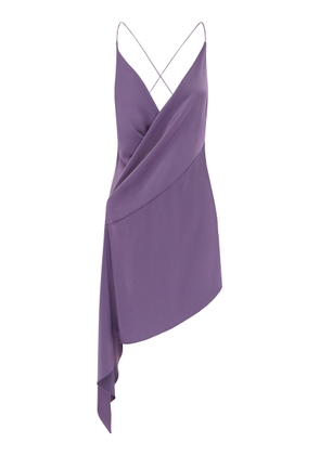 Alex Perry Asymmetric Wrap Satin Crepe Mini Dress - Moda Operandi