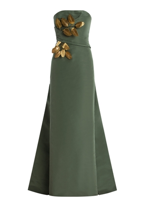 Oscar de la Renta Leaf-Detailed Silk Gown - Moda Operandi