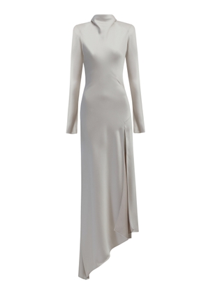 The New Arrivals Ilkyaz Ozel Bianca Asymmetric Satin Maxi Dress - Moda Operandi