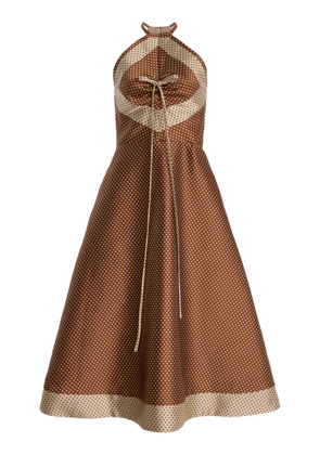 Rosie Assoulin 50s Satin Halter Midi Dress - Moda Operandi