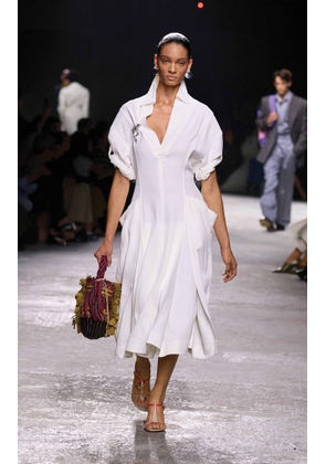 Bottega Veneta Viscose Linen Dress with Frog Details - Moda Operandi