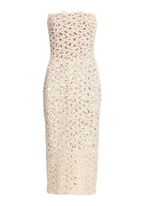 Elie Saab Strapless Macrame Midi Dress - Moda Operandi