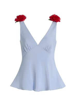 Rodarte Exclusive Riviera Floral-Embellished Silk-Blend Crepe Top - Moda Operandi