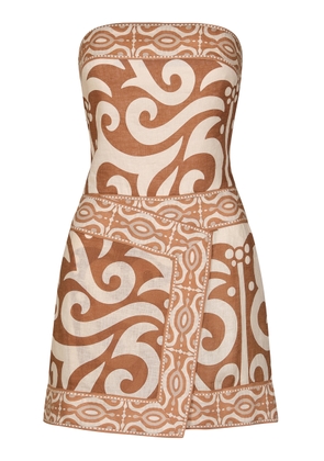Johanna Ortiz Raíz Ritua Strapless Linen Mini Dress - Moda Operandi