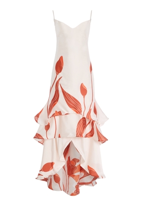 Andres Otalora Exclusive Arte Mio Tulip-Printed Satin Maxi Dress - Moda Operandi