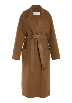 Michael Kors Collection Contrast-Trim Brushed Alpaca Wrap Coat - Moda Operandi