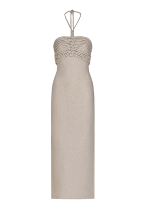 Andres Otalora Mezcalitos Halter Linen Midi Dress - Moda Operandi