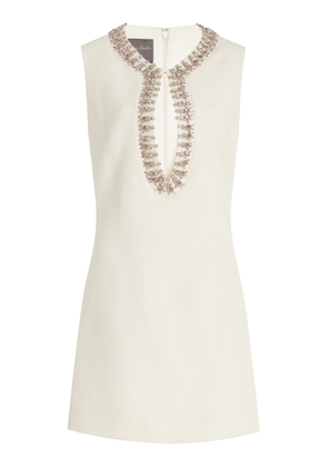 Monique Lhuillier Jeweled Wool-Silk Mini Dress - Moda Operandi