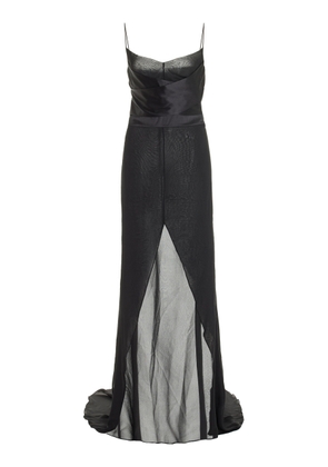 Burc Akyol Siren Cummerbund-Detailed Silk-Satin Dress - Moda Operandi