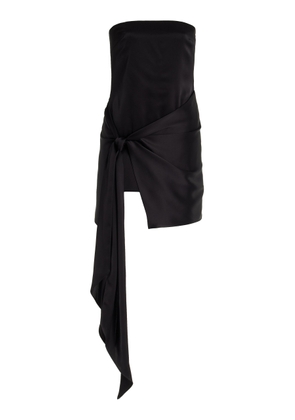 David Koma Tie-Detailed Strapless Satin Mini Dress - Moda Operandi
