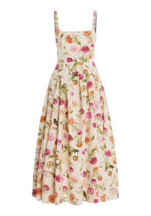 Carolina Herrera Floral Stretch-Cotton Midi Dress - Moda Operandi
