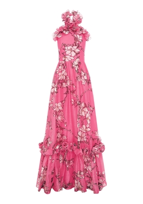 Leo Lin Isabelle Ruffled Halterneck Maxi Dress - Moda Operandi