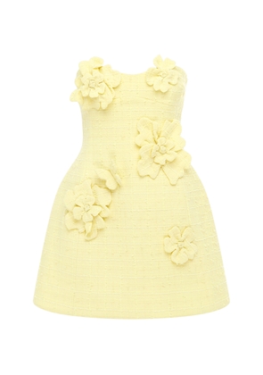 Leo Lin Rosario Floral-Appliquéd Tweed Mini Dress - Moda Operandi