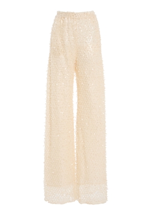 Oscar de la Renta Sequined Wool-Cashmere Wide-Leg Pants - Moda Operandi