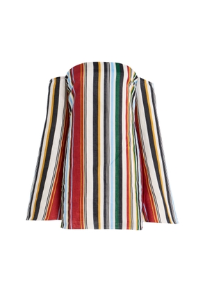Cala de la Cruz Exclusive Camille Off-The-Shoulder Striped Linen Mini Dress - Moda Operandi