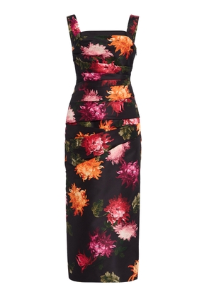 Carolina Herrera Pleated Floral Twill Midi Dress - Moda Operandi