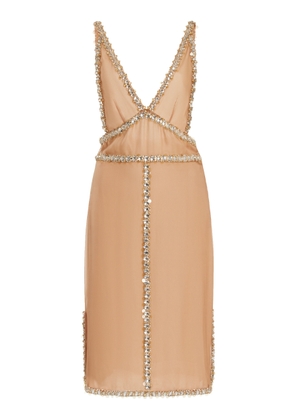 Miu Miu Crystal-Embellished Silk Chiffon Mini Dress - Moda Operandi