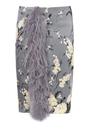 DES_PHEMMES Floral Satin Midi Skirt - Moda Operandi