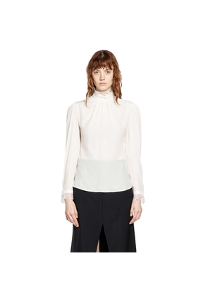 Crêpe De Chine and Lace Turtleneck Top