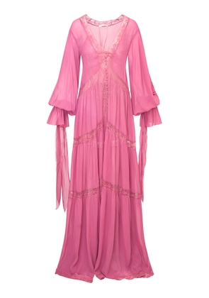 LoveShackFancy Lyvienne Lace-Trimmed Chiffon Maxi Dress - Moda Operandi