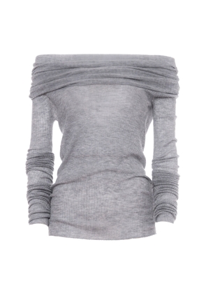 DES_PHEMMES Off-The-Shoulder Ribbed Wool-Blend Top - Moda Operandi