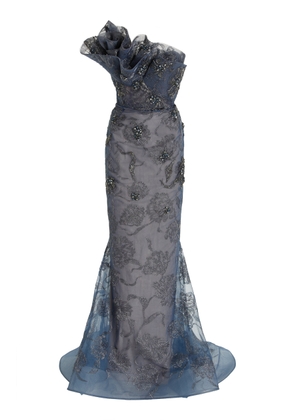 Marchesa Metallic Embroidered Tulle Gown - Moda Operandi