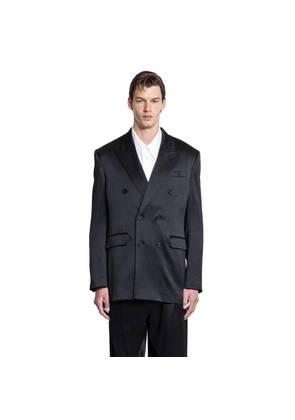 Double-Breasted Blazer in Silk Satin Crepon