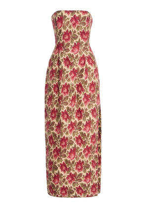 Posse Rosalie Strapless Floral Linen Maxi Dress - Moda Operandi
