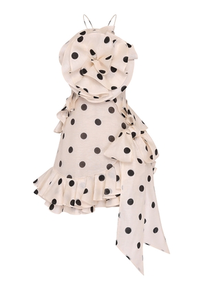 Zimmermann Crush Rosette Polka-Dot Linen-Silk Mini Dress - Moda Operandi