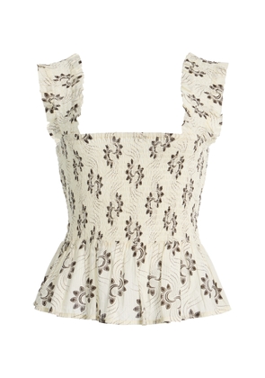 Ilio Nema Perse Shell-Detailed Printed Cotton-Voile Top - Moda Operandi