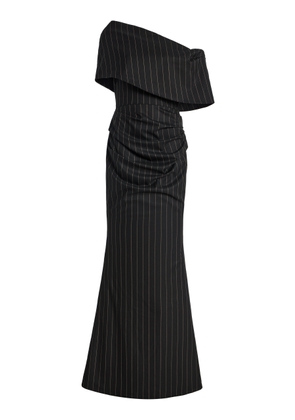 Greta Constantine Aloseph Asymmetric Pinstriped Gown - Moda Operandi