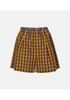 Miu Miu Checked cotton shorts
