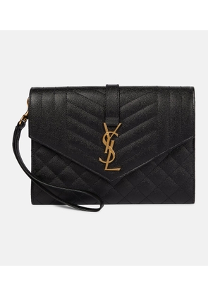 Saint Laurent Envelope matelasse leather clutch