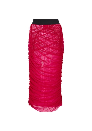 Dries Van Noten Ruched mesh midi skirt