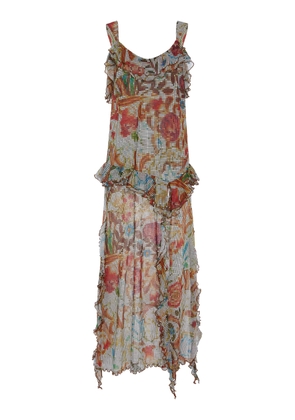 SIEDRÉS Exclusive Chilas Ruffled Crepe Maxi Dress - Moda Operandi