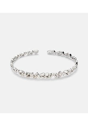 Suzanne Kalan 18kt white gold cuff bracelet with white diamonds
