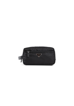 Re-Nylon and Saffiano leather travel pouch