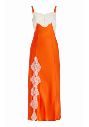 Rodarte Lace-Trimmed Silk Midi Slip Dress - Moda Operandi
